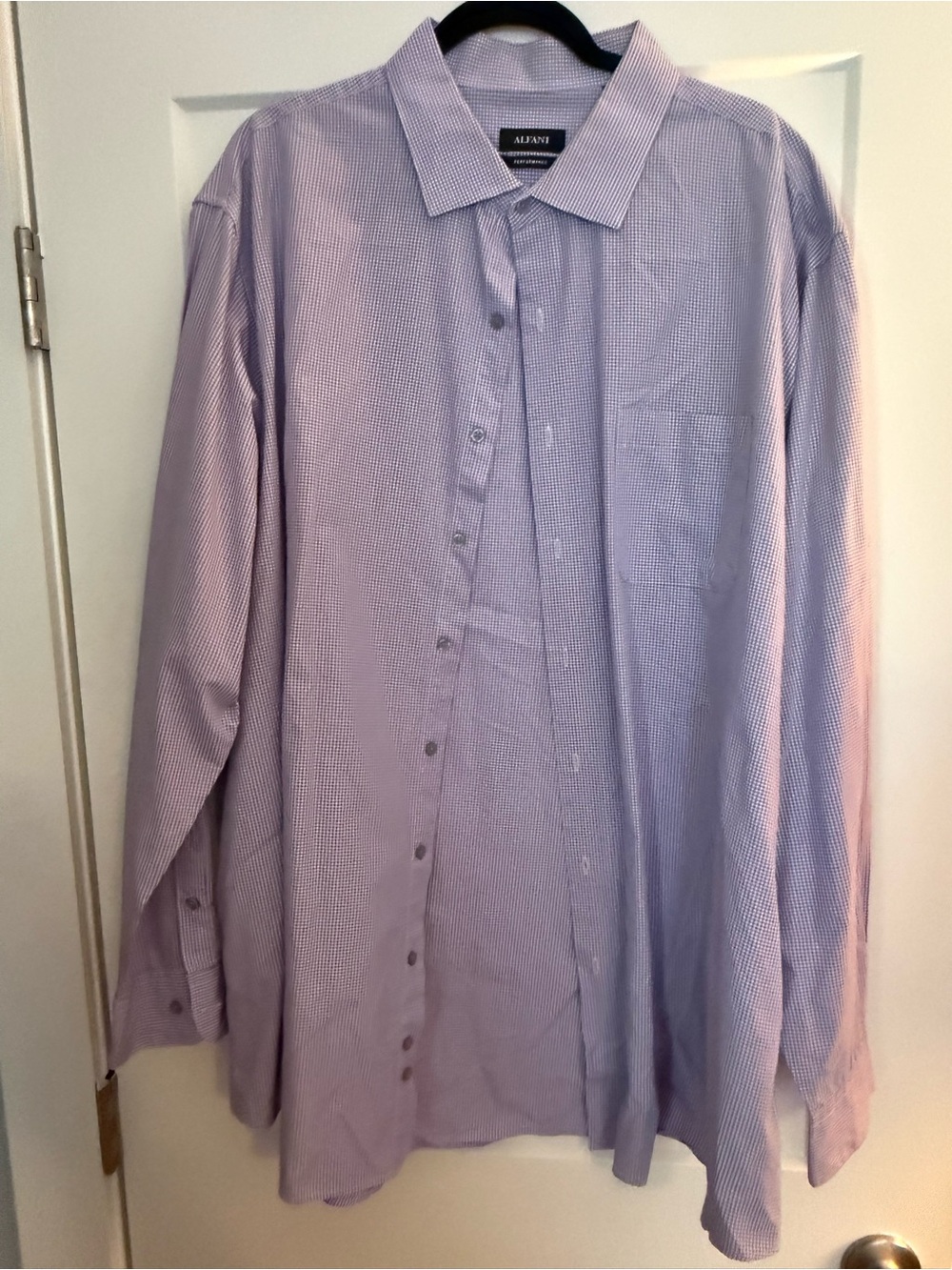 Alfani performance 19 37/38 tall purple gingham check long sleeve dress shirt